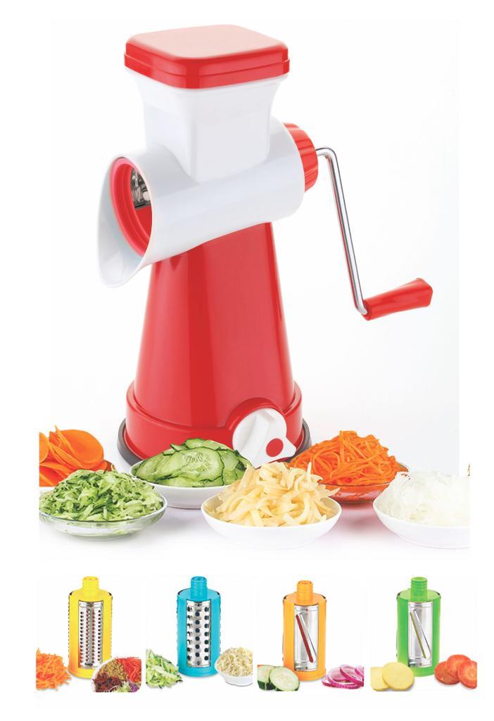 4 in 1 Drum Grater Shredder Slicer for Vegetable, Fruit, Chocolate, Dry Fruits, Salad Maker