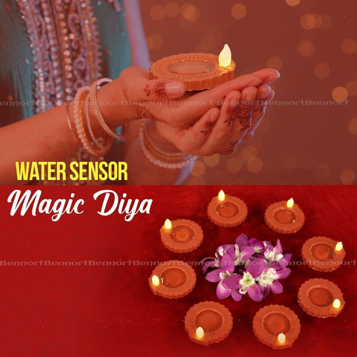 LED Light Water Sensor Diya Set with Plastic, Ambient Lights, (Pack of 6/12/18/24)