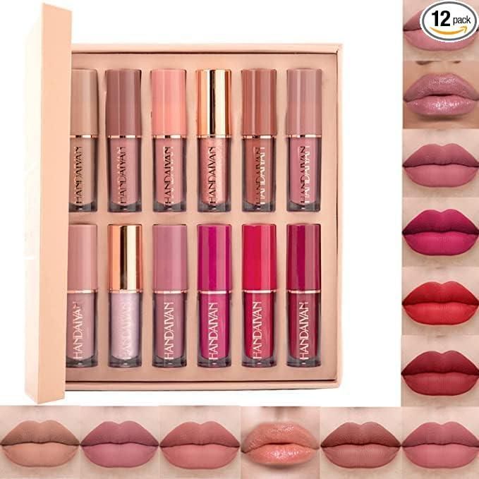 Velvet Matte Liquid Lipstick Set 12Pcs + Makupe Brush and Beauty Blender Free