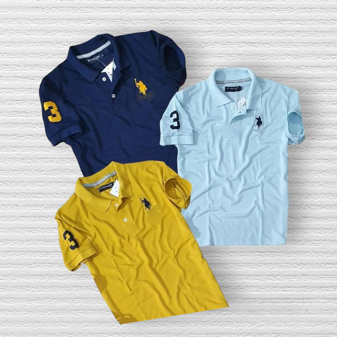 POLO Tshirts pack of 3 Blue Skyblue Yellow