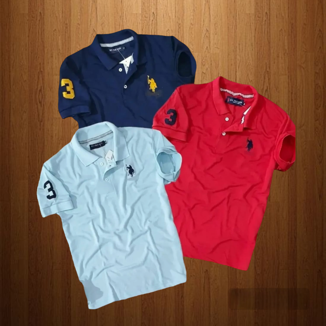 POLO Tshirts pack of 3 Blue Red Skyblue