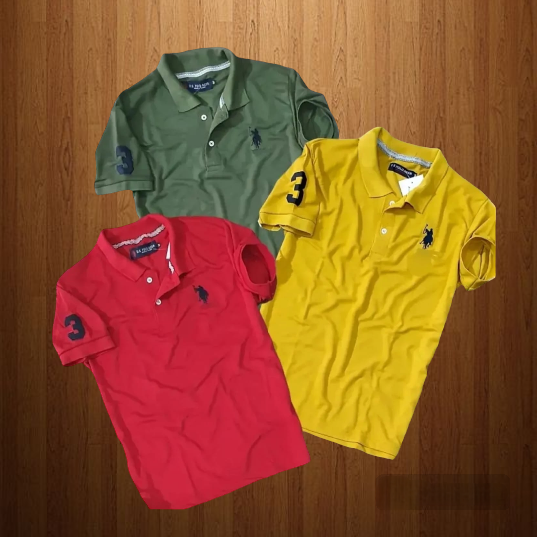 POLO Tshirts pack of 3 Green Yellow Red