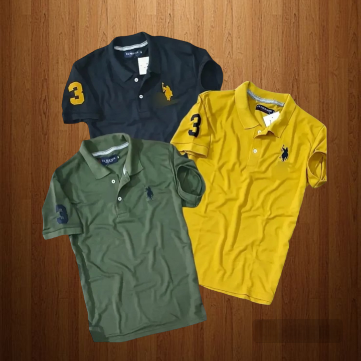 POLO Tshirts pack of 3  Black Green Yellow